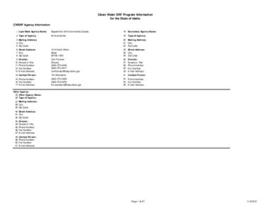 Clean Water SRF Program Information for the State of Idaho CWSRF Agency Information 1 Lead State Agency Name:  Department of Environmental Quality