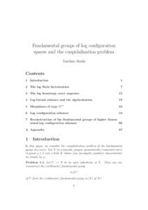 Fundamental groups of log conﬁguration spaces and the cuspidalization problem Yuichiro Hoshi Contents 1 Introduction