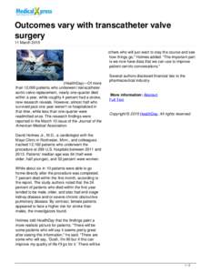 Aortic valve replacement / Implants / Prosthetics / Stroke / Medicine / Cardiac surgery / Cardiology