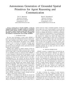 Autonomous Generation of Grounded Spatial Primitives for Agent Reasoning and Communication Eric G. Berkowitz  Brian E. Mastenbrook