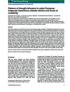 Global Change Biology Global Change Biology (2014), doi: gcbPatterns of drought tolerance in major European temperate forest trees: climatic drivers and levels of variability