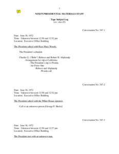 1 NIXON PRESIDENTIAL MATERIALS STAFF Tape Subject Log (rev. Jan-02)  Conversation No[removed]