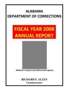 ALABAMA   DEPARTMENT OF CORRECTIONS     FISCAL YEAR 2008 