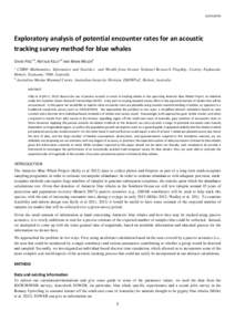 SC/64/SH26  Exploratory analysis of potential encounter rates for an acoustic tracking survey method for blue whales DAVID PEELA,B, NATALIE KELLYA,B AND BRIAN MILLERB a