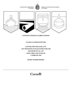 COMMODITY PIPELINE OCCURRENCE REPORT  NATURAL GAS PIPELINE RUPTURE FOOTHILLS PIPE LINES (SASK.) LTD. 1,067-MILLIMETRE (42-INCH) EASTERN MAIN LINE KILOMETRE POST 66 + 041