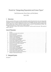 Proofs for “Integrating Dependent and Linear Types” Neel Krishnaswami, Pierre Pradic, and Nick Benton July 8, 2014 1