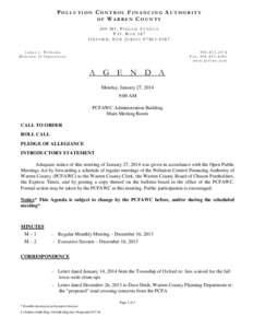 POLLUTION CONTROL FINANCING AUTHORITY OF WARREN COUNTY 500 MT. PISGAH AVENUE P.O. BOX 587 OXFORD, NEW JERSEY[removed]James J. Williams