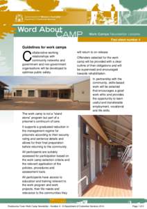 Word About Camp – Roebourne Town Work Camp Newsletter – Fact sheet number 4