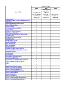 Archiving policy Green Journal Title  Alpha Omegan