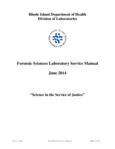 Rhode Island Department of Health Division of Laboratories Forensic Sciences Laboratory Service Manual June 2014