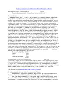 Southern Campaign American Revolution Pension Statements & Rosters Pension Application of John Fram S41526 GA VA Transcribed and annotated by C. Leon Harris. Revised 26 Feb[removed]District of Virginia }