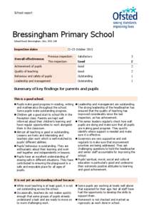 School report  Bressingham Primary School