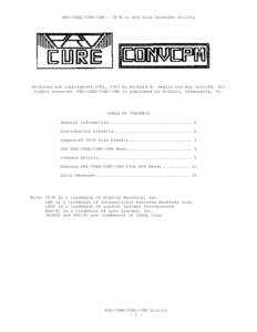 PRO-CURE/CONV-CPM – CP/M to DOS File Transfer Utility  Authored and copyrighted 1981, 1983 by Richard N. Deglin and Roy Soltoff. All rights reserved. PRO-CURE/CONV-CPM is published by MISOSYS, Alexandria, VA.  TABLE OF