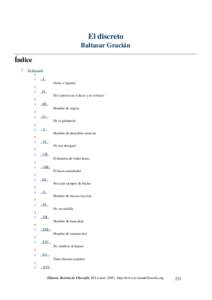 El discreto Baltasar Gracián Índice