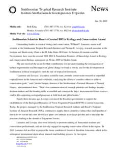 Ecology / Thomas Lovejoy / Biological Dynamics of Forest Fragments Project / Smithsonian Tropical Research Institute / Smithsonian Institution / Biodiversity / Cristián Samper / National Institute of Amazonian Research / Amazon rainforest / Year of birth missing / Americas / Biology