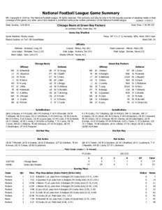 National Football League Game Summary NFL Copyright © 2014 by The National Football League. All rights reserved. This summary and play-by-play is for the express purpose of assisting media in their coverage of the game;