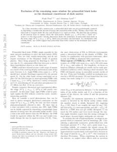 Exclusion of the remaining mass window for primordial black holes as the dominant constituent of dark matter Paolo Pani1, 2, ∗ and Abraham Loeb2, † 1  arXiv:1401.3025v1 [astro-ph.CO] 13 Jan 2014