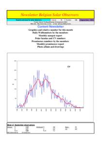 Newsletter Belgian Solar Observers Results and news for solar observers Volume 14 Number Franky Dubois Poelkapellestraat 39 langemark 8920