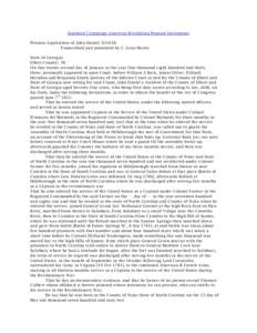 Southern Campaign American Revolution Pension Statements Pension Application of John Daniel: S31638 Transcribed and annotated by C. Leon Harris State of Georgia} Elbert County} SS On this twenty second day of January in 