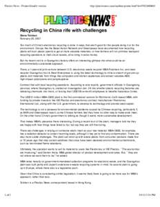Plastics News - Printer-friendly version  http://plasticsnews.com/toolbox/printer.html?id=Recycling in China rife with challenges Steve Toloken
