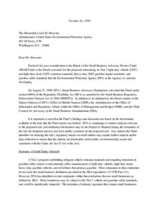 October 26, 1998 SBAR Panel Letter to EPA Administrator Carol M. Browner
