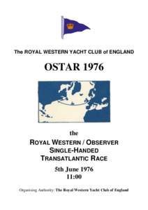 The ROYAL WESTERN YACHT CLUB of ENGLAND  OSTAR 1976