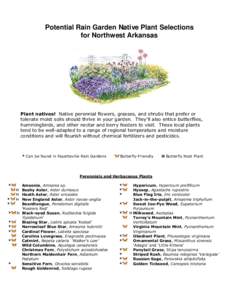 Potential Rain Garden Native Plant Selections for Northwest Arkansas