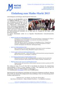 Zentrum für schulpraktische Lehrerausbildung Neuss www.mathe-markt.de    Einladung zum Mathe-Markt 2015