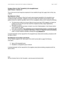 Leather Working Group – Guidance Note for Hide Traceability to the Slaughterhouse  Issue 2 - July 2011 Guidance Note for Hide Traceability to the slaughterhouse Audit Protocol - Section 2.2