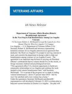 Homelessness / Peace / Street culture / Barbara Poppe / Homelessness in the United States / National Coalition for Homeless Veterans / United States Department of Veterans Affairs / Veteran