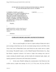 Filing # [removed]Electronically Filed[removed]:00:43 AM  IN THE CIRCUIT COURT OF THE ELEVENTH JUDICIAL CIRCUIT IN AND FOR MIAMI-DADE COUNTY, FLORIDA  CATHERINA PARETO and KARLA