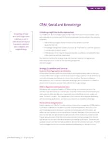 data s h e e t  CRM, Social and Knowledge A roadmap of nearterm and longer-term initiatives is put in place to advance your