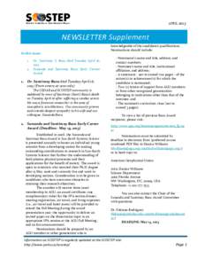 APRILNEWSLETTER Supplement In this issue: 1. 2.