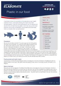 Lesson 6  ELABORATE Plastic in our food YEAR LEVEL A growing concern for societies is the potential human health