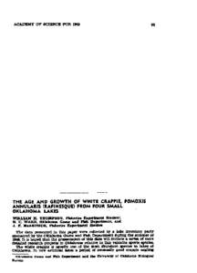 The Age and Growth of White Crappie, Pomoxis annularis (Rafinesque) from Four Small Oklahoma Lakes