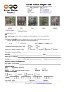 Asian Rhino Project Inc. ABN: ARBNMailing Address