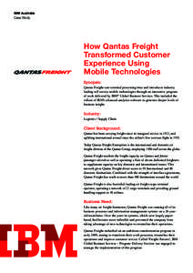 Qantas / Acronyms / Oneworld / Shipping / Cognos / Jetstar Airways / IBM InfoSphere / Cargo / IBM / Transport / Technology / Business