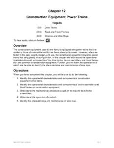 Chapter 12 Construction Equipment Power Trains Topics[removed]Drive Trains