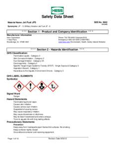    Safety Data Sheet SDS NoMaterial Name: Jet Fuel JP5