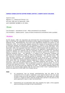 ZAMBIA CONSOLIDATED COPPER MINES LIMITED v JOSEPH DAVID CHILESHE. Supreme Court. Ngulube, C.J., Sakala and Chitengi J.J.S. 4th June, 2002 and 3rd September, SCZ JUDGMENT NUMBER 21 OF 2002).