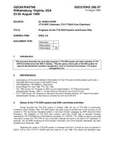 GSC#5/RAST#8 Williamsburg, Virginia, USA[removed]August 1999 GSC5/EWG[removed]August 1999