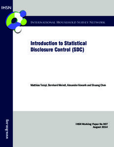 IHSN  International Household Survey Network Introduction to Statistical Disclosure Control (SDC)