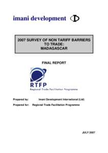 imani development[removed]SURVEY OF NON TARIFF BARRIERS TO TRADE: MADAGASCAR