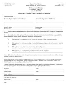 Submit a single copy to Santa Fe Office State of New Mexico Energy Minerals and Natural Resources