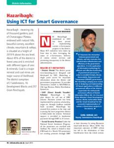 District Informatics  Hazaribagh: Using ICT for Smart Governance Hazaribagh - meaning city of thousand gardens, part