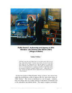 PoMo Desire?: Authorship and Agency in Wim Wenders’ Der Himmel über Berlin[removed]Wings of Desire)