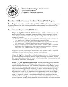 Minnesota State Colleges and Universities  System Procedures Chapter 3 – Educational Policies