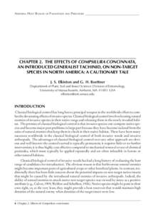 ASSESSING HOST RANGES OF PARASITOIDS AND PREDATORS _________________________________  CHAPTER 2. THE EFFECTS OF COMPSILURA CONCINNATA, AN INTRODUCED GENERALIST TACHINID, ON NON-TARGET SPECIES IN NORTH AMERICA: A CAUTIONA