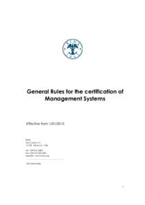 General Rules for the certification of Management Systems Effective fromRINA