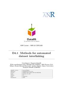 Datalift Un ascenseur pour les donn´ees ANR Contint – ANR-10-CORD-009  D4.1 Methods for automated